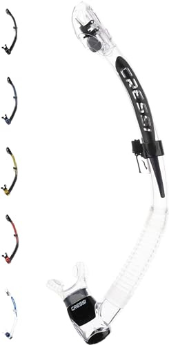 Cressi Itaca Ultra Dry Snorkel - Tubo seco para Buceo y Snorkel, Transparente/Negro, Talla única, Unisex Adultos