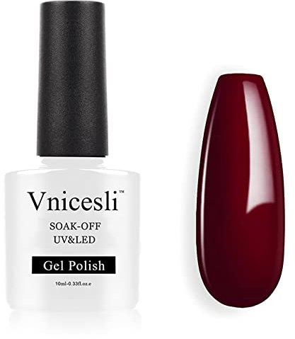 Vnicesli Smalto Semipermanente per Unghie in Gel Rosso Borgogna, UV LED Smalti Semipermanenti Soak Off Semipermanente per Unghie Naturale Manicure Gel 10ml