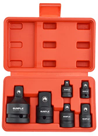Gunpla Impact Socket Adapter Set 6-Piece, Chrome Molybdenum Steel Adaptor Reducer 1/4 3/8 1/2 3/4 Inch Square Drive Female to Male, Ball Detent Square End Adapters for Wrenches, Breaker Bars Ratchets