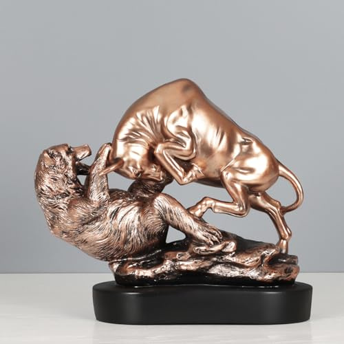NILEEBUKER Wall Street Bull and Bear Statue Bronze Patina Harz Lagermarkt Ladeskulptur Home Office Dekor
