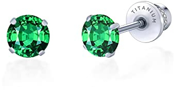 Limerencia Titan Ohrringe mit Schraubverschluss, G23 Medizinische Ohrstecker Hypoallergen Gesundheitsstecker Ohrringe, 5mm CZ Ohrringe für empfindliche Ohren Mode Damen Herren Schmuck