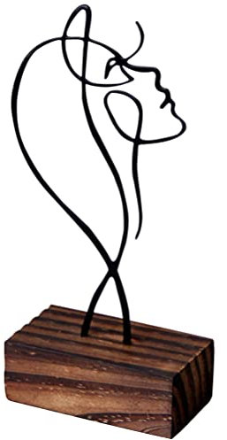 SEWACC Estanterias De Resina Caras Abstractas Línea de Metal Figura Arte de Metal Escultura Geométrica Mujer Estatua Estatuilla Arte Decoración para Oficina en Casa Decoración Escritorio