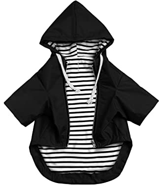 Dog Raincoat rain Jacket Raincoat Dogs Waterproof Small Medium Breeds Zip Closure Storage Pocket Harness Hole Black M