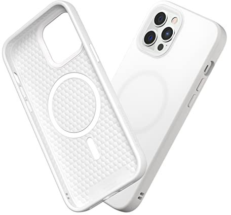 RhinoShield Case kompatibel mit [iPhone 12/12 Pro] | SolidSuit - MagSafe-kompatibel -Stoßdämpfende & schlanke Schutzhülle mit Premium Finish - 3.5 Meter Fallschutz - Klassik Weiß