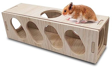 Eyksta Hamster Tunnel Living Röhrentunnel Hamster Spielzeug Hamster Versteck aus Holz, 25 x 9 x 9 cm