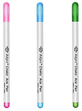 3 x Markierstifte Wasserlöslicher Stift Stoff Trickmarker Selbstlöschend Auswaschbar Schneiderstift 6 Farbe zum Quilten Lederhandwerk Schneiderei Nähen [Rot, Blau, Grün]