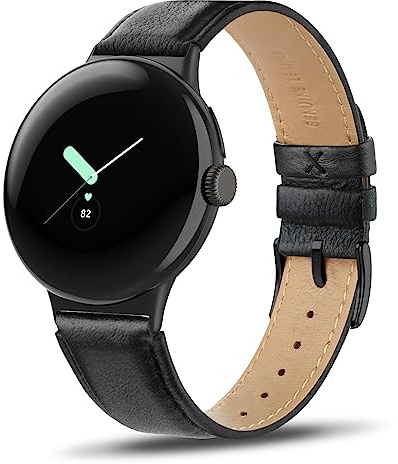 Tuocal Genuine Leather Strap Compatible with Google Pixel Watch 2 Strap/Pixel Watch Strap Smartwatch Band for Women Men, Soft Breathable Genuine Leather Adjusted Replacement Strap Wristband
