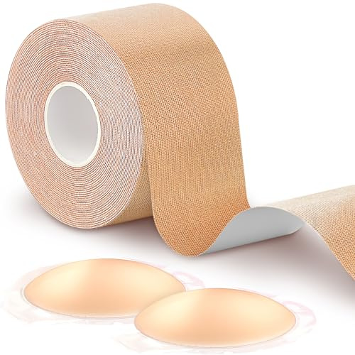 Hommler Klebe BH Trägerlos Body Tape Brust Klebeband Boob Tape Rückenfreier BH zum Kleben, Selbstklebender Tape für Brüste mit Brüste Nippelpads Brust Tape für Grosse Brüste