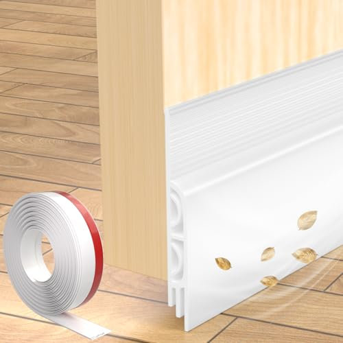 Zugluftstopper für Türen,Türdichtung Unten Selbstklebend,Zugluftstopper Haustür,Windstopper Tür Dichtung,Türbodendichtung Luftzugstopper,Türluftstopper Türvorleger Zugstopper,Door Seal(2M,Weiß)