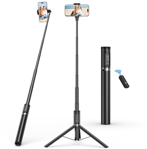 SYNCWIRE 62 Phone Tripod, All-in-One Aluminum Selfie Stick Tripod with Bluetooth Remote for iPhone and Android Smartphones, Perfect for Selfie, Travel, Vlog, Video Recording and Photography, Black