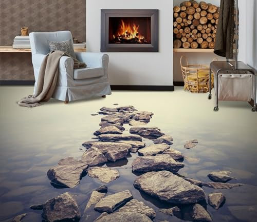 Benutzerdefinierte Boden Wasserdichte Stereo-Aufkleber 3D-Meer aus grauem Stein 3D-Bodenfliesen Aufkleber Bodenbelag Tapete Wandbild PVC Wasserdicht selbstklebende Tapete Wohnkultur,150 * 105cm