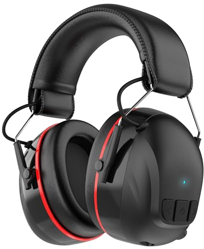 Qozybuds Bluetooth 6.0 Hearing Protection Headphones with 120H Working Time, 30dB SNR, Superior Stereo Sound Quality, Larger Buttons for Easy Operation, Safety Ear Muffs for Lawn Mowing, Workshops