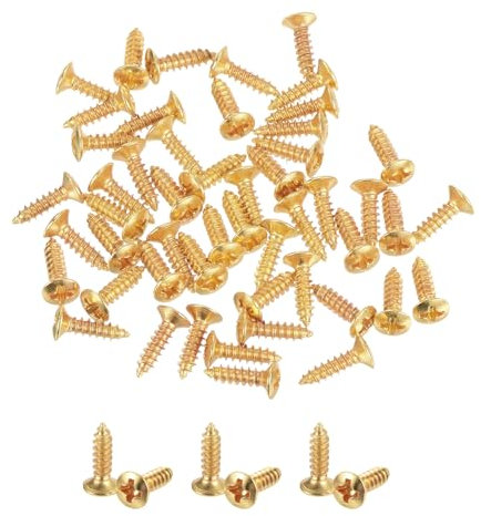 QUARKZMAN 50 Stück 3MM Elektrische Gitarre Bass Pickguard Schrauben Kratzplatten Montageschrauben für SQ ST TL Gitarre, Gold