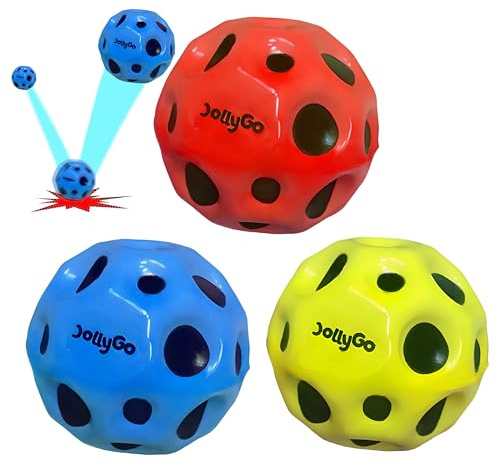 JollyGo High Bounce Ball 7 cm (3er Set) – Extrem Springend, Pop-Effekt – Outdoor Spielzeug für Kinder & Erwachsene – Mehrfarbig
