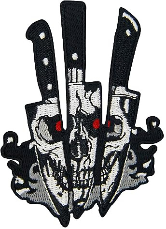 Aufnäher, bestickt, Design: Die Totenkopfdolche, zum Aufbügeln oder Aufnähen