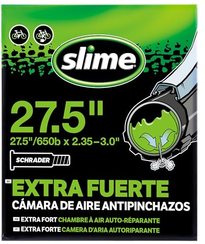 Slime 30098 Chambre à Air de Vélo avec Gel Anti-crevaison Slime, Auto-réparante, Prévention et Réparation, Valve Schrader, 27.5 x 2.35-3.0