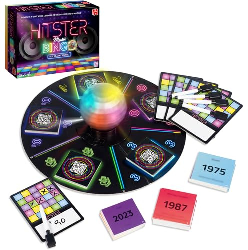 Hitster Bingo – Das elektronische Musik-Trivia-Spiel für Erwachsene – lustige Partyspiele, Musik-Quiz-Spiele & Familienspiel-Nachtaktivität – Guess That Tune Music Bingo-Spiel mit Discokugel & 225