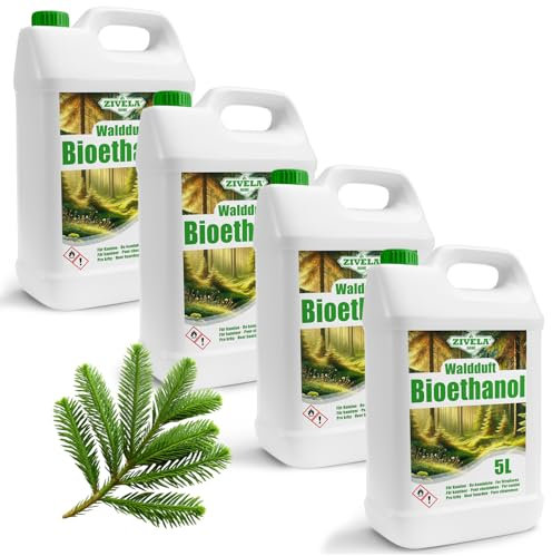 Bioetanol 96,6% 20L | Bio Alcohol Bosque Aroma 96,6% 4x5L | Bioetanol para chimenea, chimenea de mesa, chimenea de bioetanol | Bioetanol Bosque | Combustión limpia
