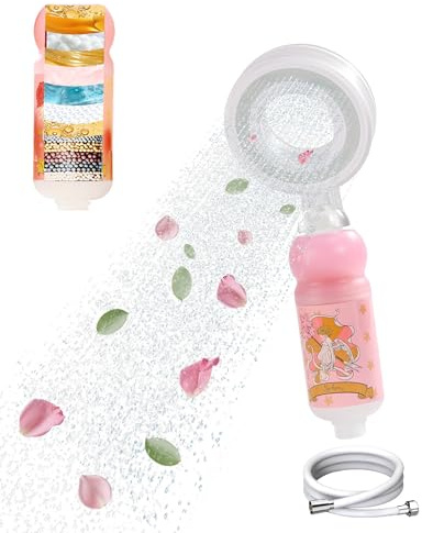 LEAF RAIN Bulgaria Rose Aromatherapy 5-in-1 Shower Filter & Booster Head High Pressure Vitamin C Residual Chlorine Remove Herbal Antibacterial Beads Hydration Aromatherapy Skincare
