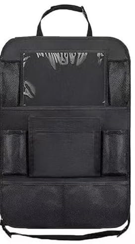 LoNinLoAn Auto Rückenlehnenschutz 2 Stück Autositz Rücksitz Organizer für bis zu 11-Zoll Tablet with 8 Taschen 600D Oxford Stoff Wasserdicht, Rücksitzschoner Kinder mit Tablet Fach (Schwarz)