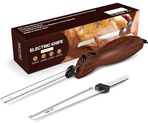 MOVNO elektrisches Messer, elektrisches Messer für Fleisch, Tranchieren von Truthahn, Brot, Geflügel, Filetieren, Schaumstoffbearbeitung und mehr, ergonomischer Griff, Elektromesser