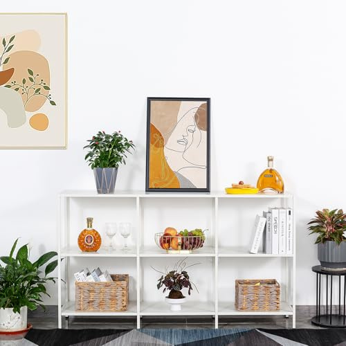 HDANI Extra Lungo da 140cm Consolle in metallo con 3 ripiani, tavolo da divano, consolle stretta, stile moderno, adatto per ingresso, soggiorno, camera da letto (Bianco, 140×30×80 cm)