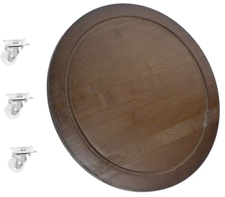 TOYANDONA Base De Maceta De Madera con Ruedas para Plantas Bandeja Redonda para Macetas De Interior y Exterior Rodante De Jardín