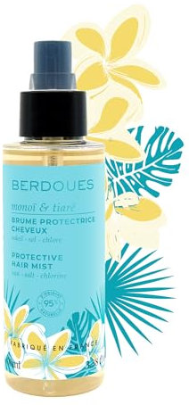 BERDOUES - Nebbia protettiva capelli profumo Monoï e Tiaré. Olio di cocco e monoi. 95% di origine naturale. Made in France, Vegan. 100 ml