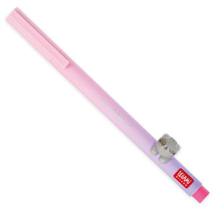 LEGAMI - Gelstift mit dekorativem Tier - Lovely Friends, Thema Kitty, verhindert Rollen, rosa Tinte, abnehmbares und rekombinierbares Tier, Spitze 0,5 mm