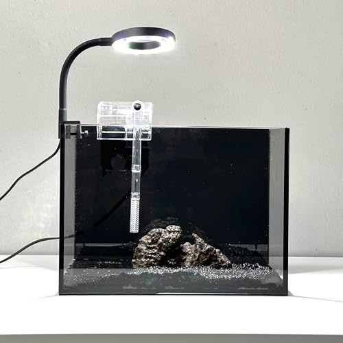 Nano kit per acquario, piccolo acquario di pesci Betta, 2,2 galloni in vetro senza bordo, con filtro, luce e decorazioni Aquascaping (nero, completo)