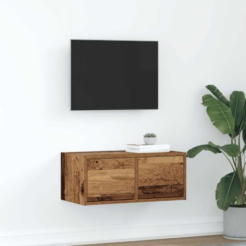 Iiaky 861504 Mobile Porta TV Legno Antico 60x31x25,5 cm Legno Multistrato Montaggio Veloce Senza Utensili Toolless, Mobile TV per Televisore per Soggiorno, Moderno