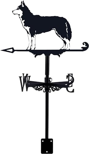 MWAYOYTE Girouette en Fer forgé, kit indicateur de Direction du Vent, revêtement, Support métallique pour Jardin extérieur