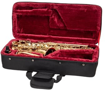 Crossrock Altsaxophon Schaumstoffkoffer | Leichte schwarze Gigbag mit modernem Stoff, Plüsch-Innenfutter & Staufächern (CRP300ASBK-R)