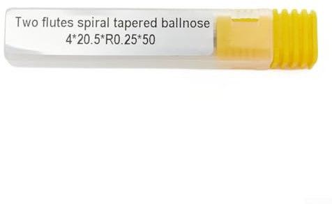 Hartmetall 2-schneidig Kegel-Kugelkopffräser R0,25 Radius, 4 mm Schaft, 20,5 mm Schnittlänge, TiAlN beschichtet, für CNC-Bearbeitung von Edelstahl, Gusseisen, Aluminium, Hartholz