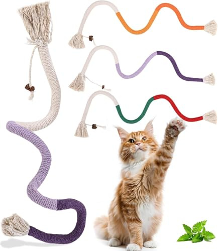 Kattmynta Leksak Bitrep,70 Cm Kattleksak Bitrep Kattmynta Leksak Interaktiva Kattleksak Kattmynta Pinnar Katt Teething Rep Kattleksaker för Katter Tandvård och Against Bad Breath
