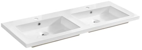 Meublorama Lavabo da incasso Elio 120 cm doppio lavabo in ceramica bianco lucido Design