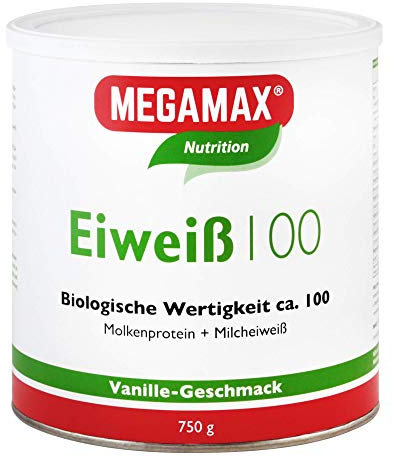Megamax Eiweiss Vanille 750 g | Molkenprotein + Milcheiweiß | 2K Protein Für Muskelaufbau und Diaet l Shaker aspartamfrei glutenfrei Low Carb|