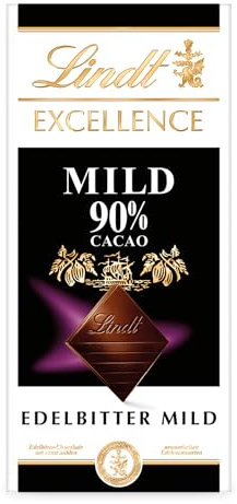 Lindt EXCELLENCE Mild 90 % Kakao - Milde Edelbitter-Schokolade | 100 g Tafel | Extra milde Bitter-Schokolade | Intensiver Kakao-Geschmack | Dunkle Schokolade | Vegane Schokolade | Schokoladengeschenk