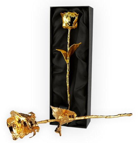 mikamax 24 k Rosa D'oro, Con certificato di autenticità, ± 28 - 30 cm, Scatola nera