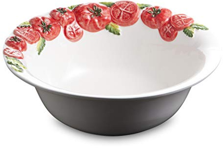 Bassano Ausgefallene italienische Keramik Mega große Runde Tomaten Schüssel-Schale Rosso 34x11