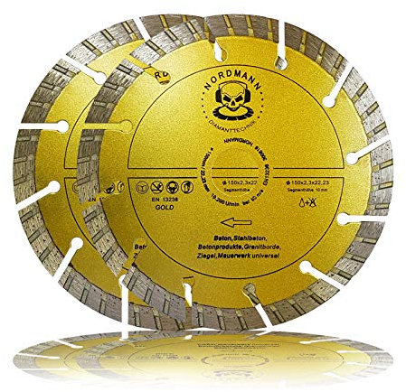 '2 x Nordmann or Ø 150 mm – Disques à tronçonner diamant pour Baier BDN Diamant Défonceuse/à fente Défonceuse