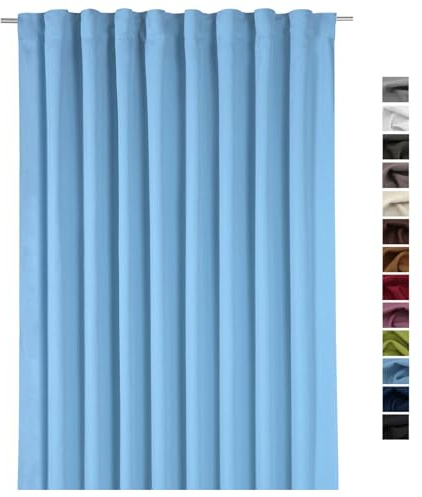 heimtexland Gardine XXL Dekoschal Blickdicht Verdunkelungsgardine Thermogardine HxB 245x275 cm Kälte- und Wärmeisolierung …auspacken, aufhängen, fertig! Vorhang Typ139 (hellblau)
