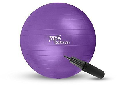 Tapefactory24 ORIGINAL Gymnastikball inklusive Pumpe - Hochwertiger Sitz- und Fitnessball von 55 cm bis 85 cm Durchmesser Größen erhältlich (Lila, 75cm)
