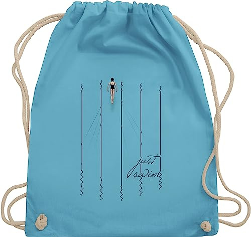 Turnbeutel Rucksack - Wassersport - Just swim - Unisize - Hellblau - schwimmer geschenk schwimmen schwimmmotiv schwimm beutel schwimmsport sprüche schwimmerinnen juterucksäcke schwimmerin spruch