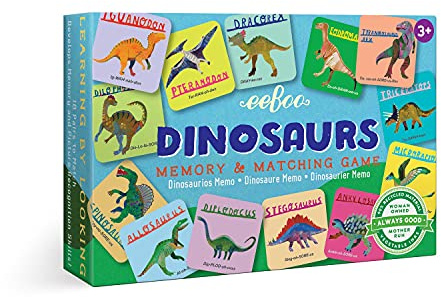 eeBoo: Memory & Matching Game- Little Dinosaurs- 18 Pairs to Match & Memorize, Encourages Recognition & Concentration Skills, Kids Ages 3+