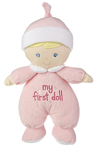 Ganz My First Doll Soft Plush Doll with Blonde Hair and Pink Outfit - I Rattle!