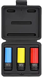 GEDORE red Kraftschrauber-Steckschlüssel-Satz mit Schonhülsen, 3-teilig, 17/19/21 mm, Tiefenanschlag, Mit Farbkodierung, Chrom-Molybdän-Stahl