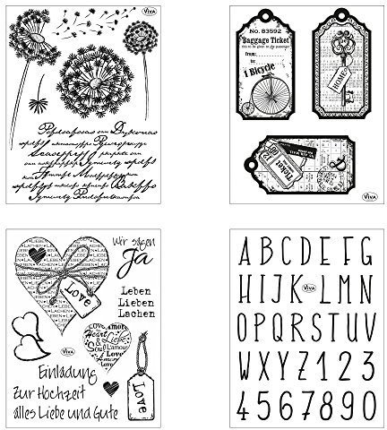 Clear Stamps 4er Set (Wedding & Love) - Silikon-Stempel, Transparente Clear-Stamps, Wiederverwendbar & Anlass vorsortiert von Viva Decor