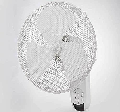 White Oscillating 3 Speed 16 Wall Mounted Ideal for Home and Office 40W Pedestal Fan with Timer & Remote Control, Quiet Function - 1 year RTB Warranty