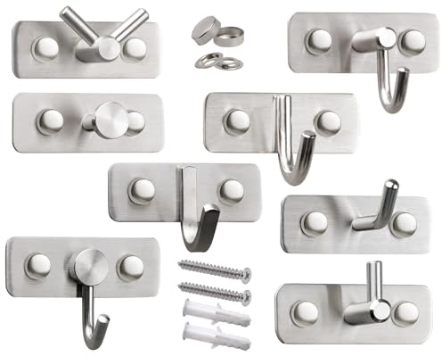 Stahlia Garderobenhaken Edelstahl Kleiderhaken Wand (Giorgia) Garderobenleiste Wandhaken Haken zum Schrauben Handtuchhaken zum Bohren Haken Garderobe